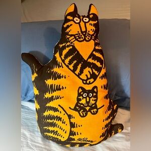 B Kliban Cat Pillow Plush Momcat Kangaroo Mama Cat with Baby Plush 18"x10" Rare!